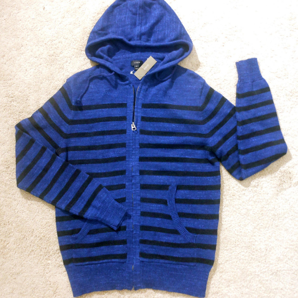 J CREW Zip Front Stripe Hoodie Sweater S NWT $89 - Picture 3 of 5